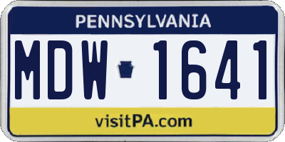 PA license plate MDW1641