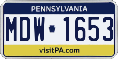 PA license plate MDW1653