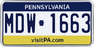PA license plate MDW1663
