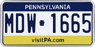 PA license plate MDW1665
