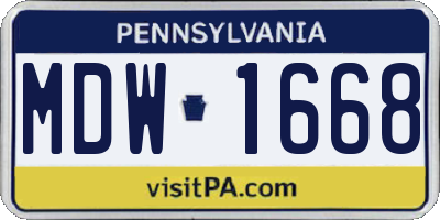 PA license plate MDW1668