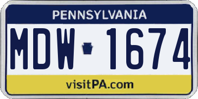 PA license plate MDW1674