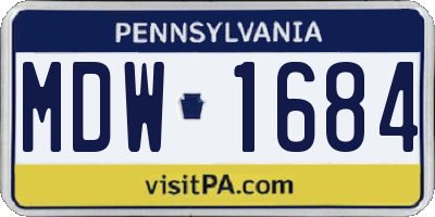 PA license plate MDW1684