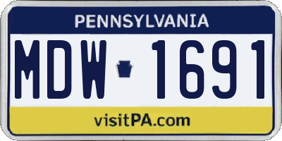 PA license plate MDW1691