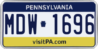PA license plate MDW1696