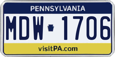 PA license plate MDW1706