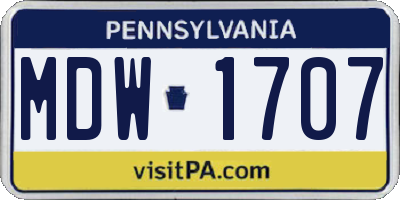 PA license plate MDW1707