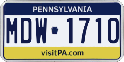 PA license plate MDW1710