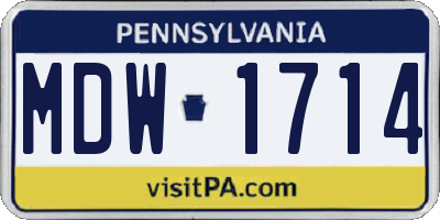 PA license plate MDW1714