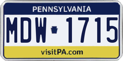 PA license plate MDW1715