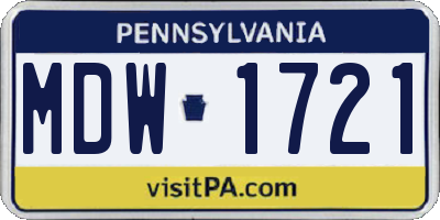 PA license plate MDW1721