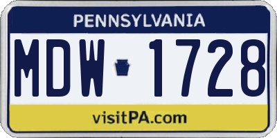 PA license plate MDW1728