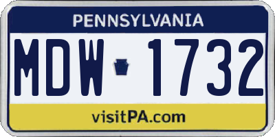 PA license plate MDW1732
