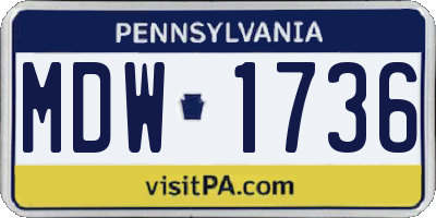 PA license plate MDW1736