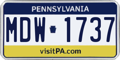 PA license plate MDW1737