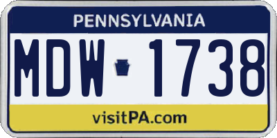 PA license plate MDW1738