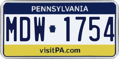 PA license plate MDW1754