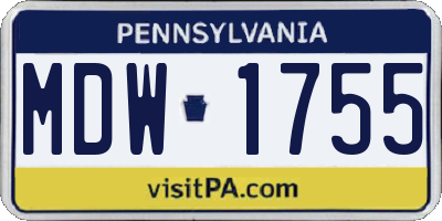 PA license plate MDW1755