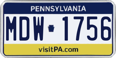 PA license plate MDW1756