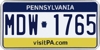 PA license plate MDW1765