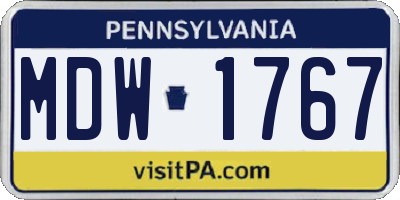 PA license plate MDW1767