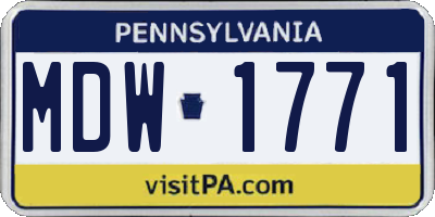 PA license plate MDW1771