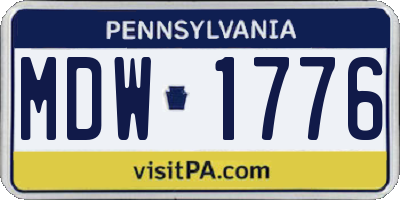 PA license plate MDW1776