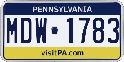 PA license plate MDW1783