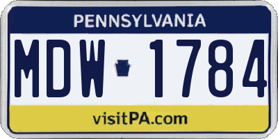 PA license plate MDW1784