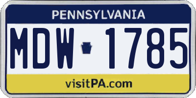 PA license plate MDW1785