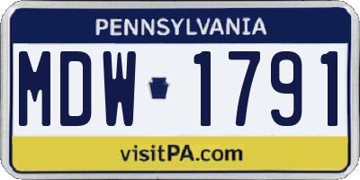 PA license plate MDW1791