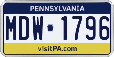 PA license plate MDW1796