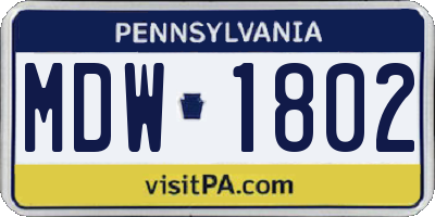 PA license plate MDW1802