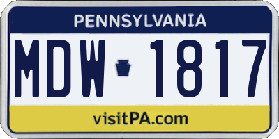 PA license plate MDW1817