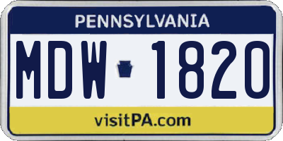 PA license plate MDW1820