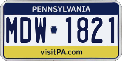 PA license plate MDW1821