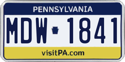 PA license plate MDW1841