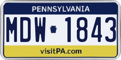 PA license plate MDW1843