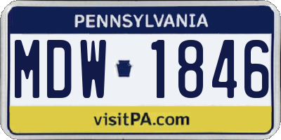 PA license plate MDW1846