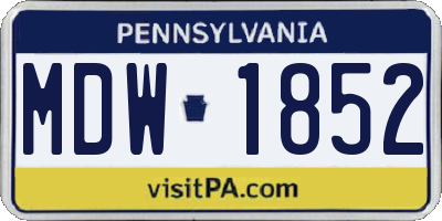 PA license plate MDW1852