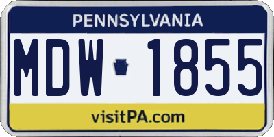 PA license plate MDW1855