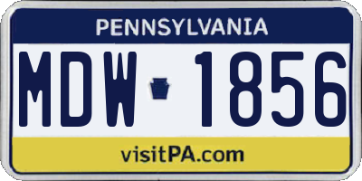 PA license plate MDW1856