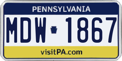 PA license plate MDW1867
