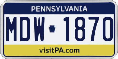 PA license plate MDW1870