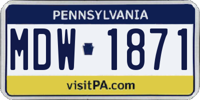 PA license plate MDW1871