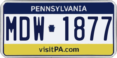 PA license plate MDW1877