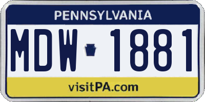 PA license plate MDW1881