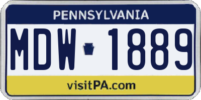 PA license plate MDW1889