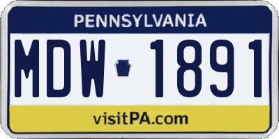 PA license plate MDW1891