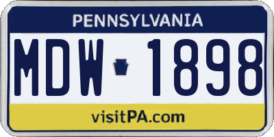 PA license plate MDW1898